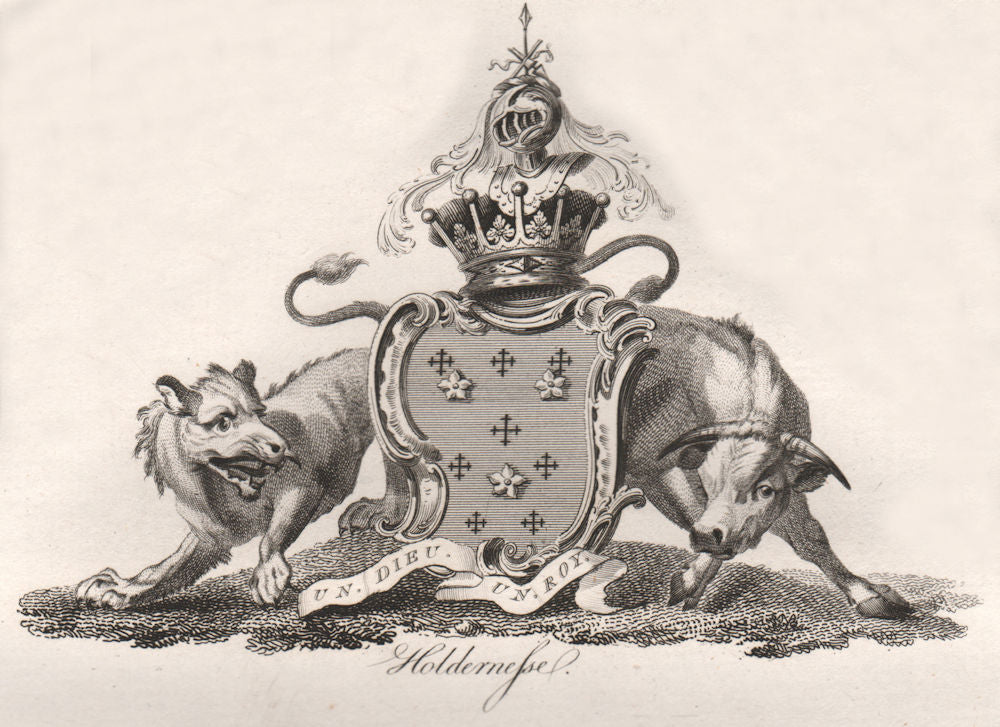 HOLDERNESSE. Coat of Arms. Heraldry 1790 antique vintage print picture